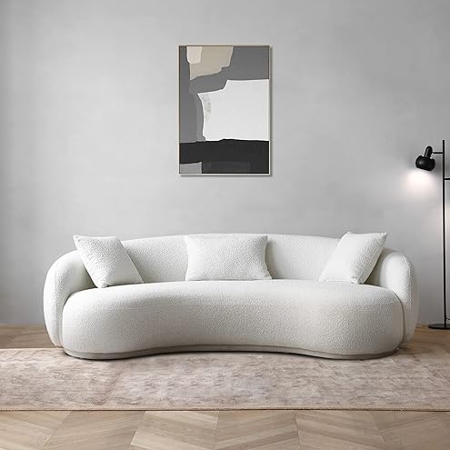 Nathan James Chelsea Modern 6-Seater Sectional Sofa with Ottoman, Cloud Sofa Sectional with Pearl White Upholstery and Deep Seat Cushions