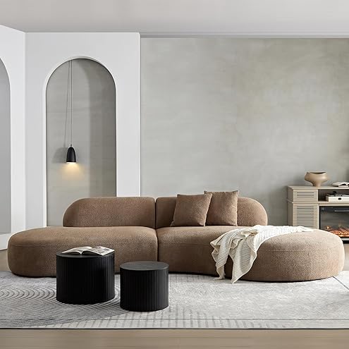 Nathan James Chelsea Modern 6-Seater Sectional Sofa with Ottoman, Cloud Sofa Sectional with Pearl White Upholstery and Deep Seat Cushions